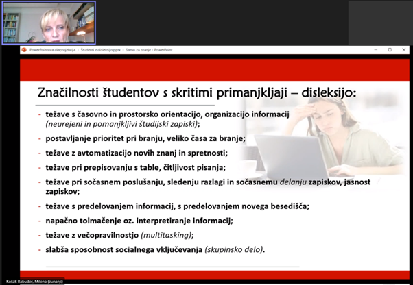 Značilnosti študentov z disleksijo.