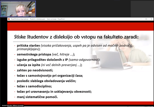 Stiske študentov z dislekcijo ob vstopu na fakulteto.