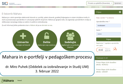 Webinar Mahara in e-portfelji