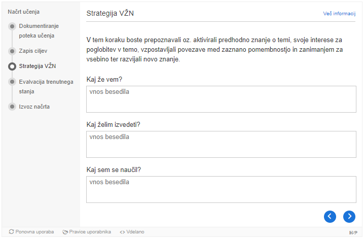 Dokumentarna (angl. Documentation Tool) s čarovnikom z vnosnimi polji za pripravo dokumenta za izvoz