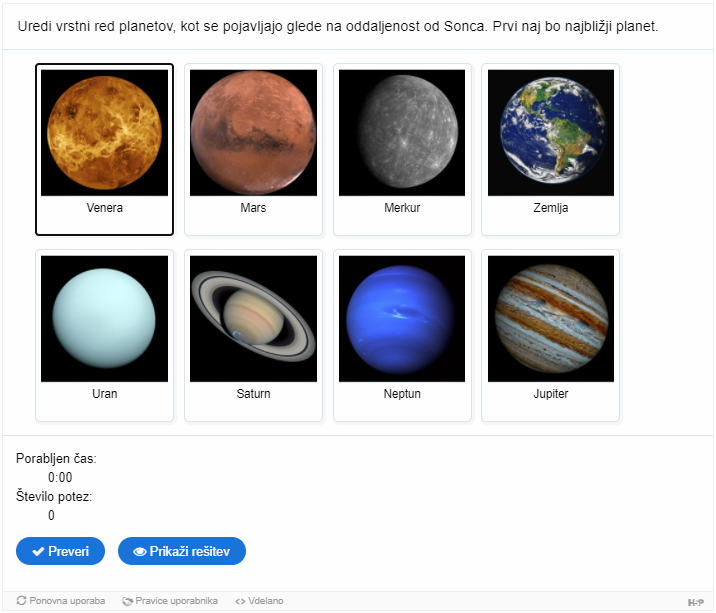 Zaporedje slik (angl. Image Sequencing ) za določanje pravilnega vrstnega reda prikaza