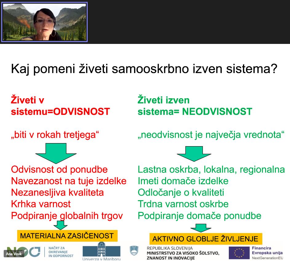 Živeti samooskrbno pomeni živeti izven sistema in imeti lastno oskrbo in domaćče izdelke.