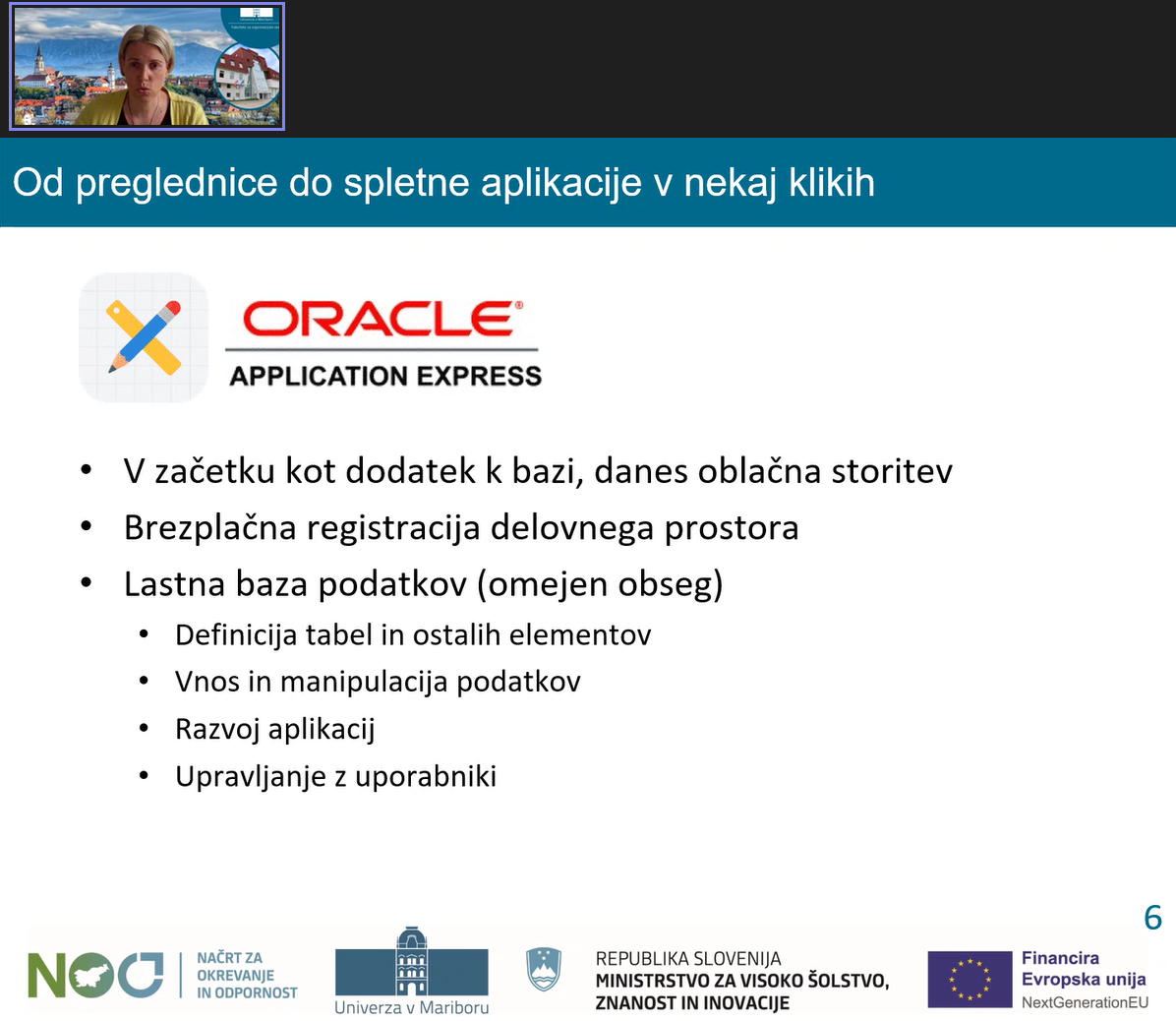 Prdstavitev Oracle aplikacije.