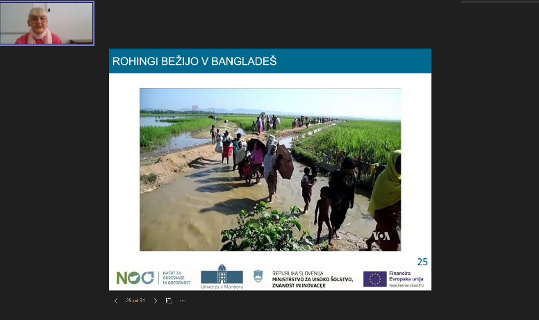 Prikaz kako Rohingi bežijo v Bangladeš zaradi podnebnih sprememb - dviga morske gladine.