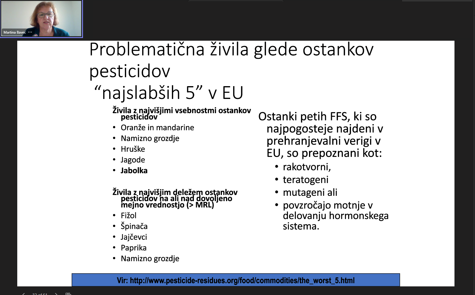 Problematična živila vsebujejo višje vrednosti pesticidov od priporočenih.