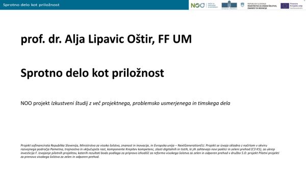Predavanje dr. Lipavic Oštir o predavala o sprotnem delu.