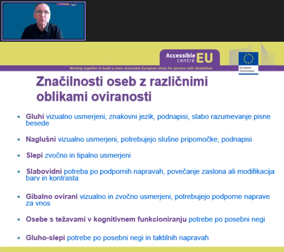 Značilnosti oseb z različnimi oblikami oviranosti.